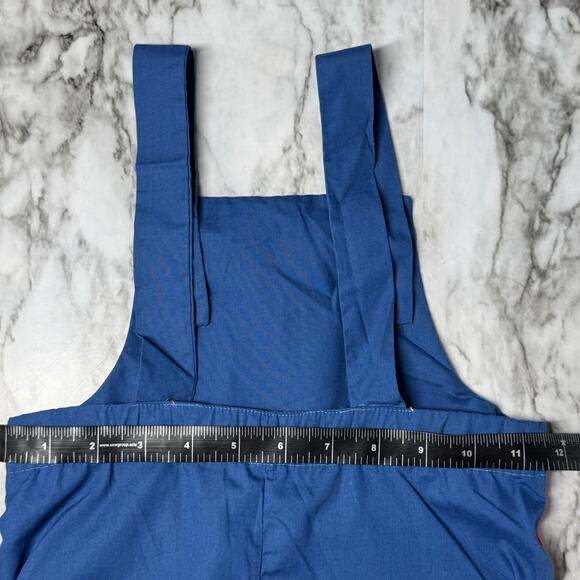 Vintage Bryan Baby Boy Blue Overall Romper Red White Stripe USA made 12-18 Mo - Picture 3 of 6